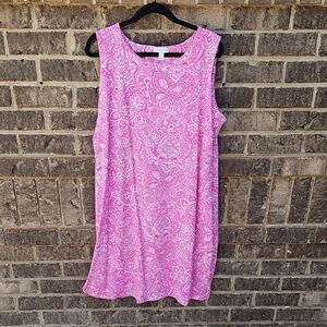 NWT Charter Club Pink Paisley Pattern Shift Dress Size 3X
